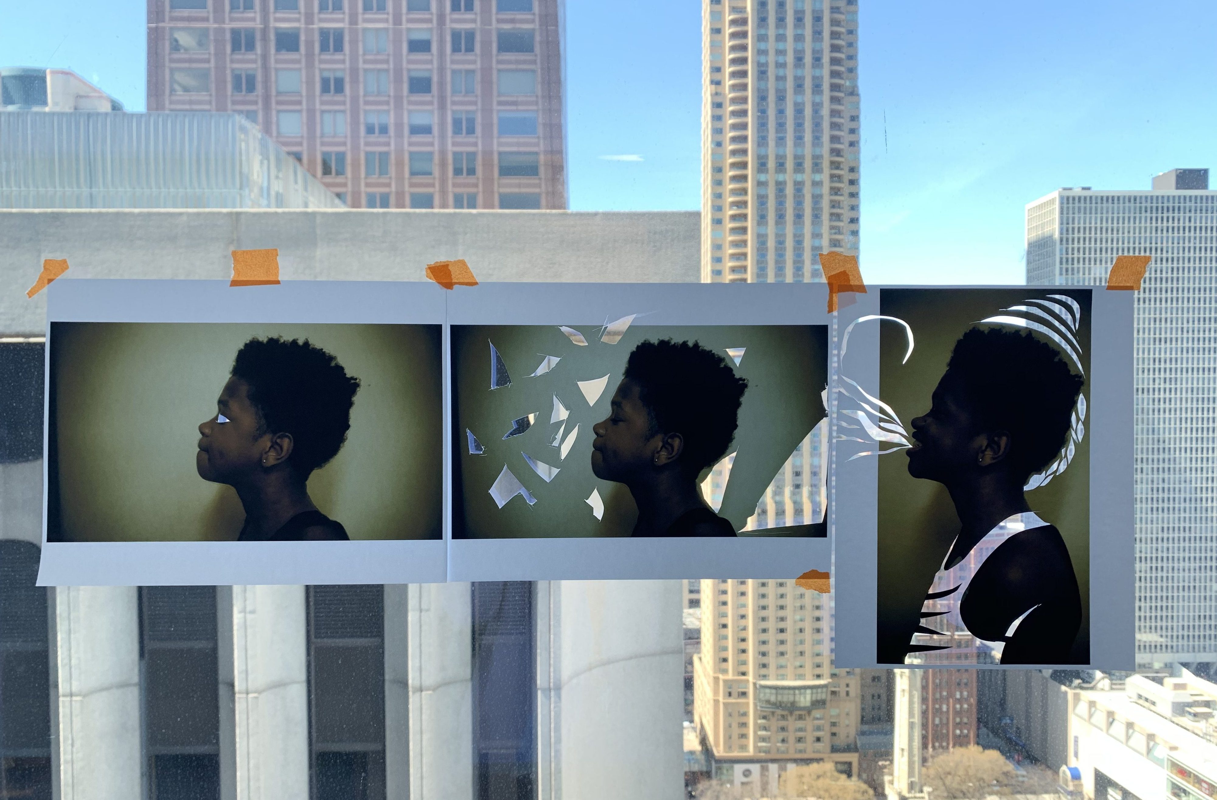 Darius R_18_A City Self Portrait_Kara Walker Project_Self Portrait_Mixed Media_Lurie_2019_ASP_001_Process